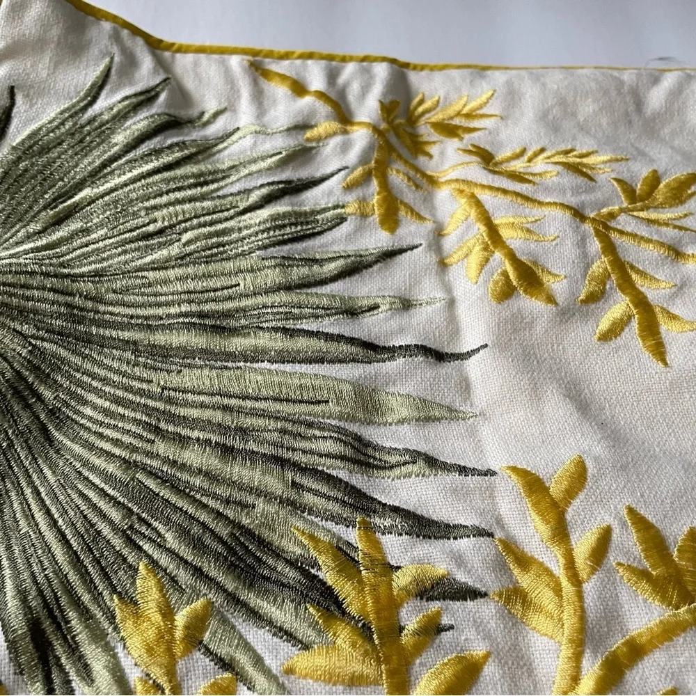 Cream Floral embroidered pillow case rectangle mini